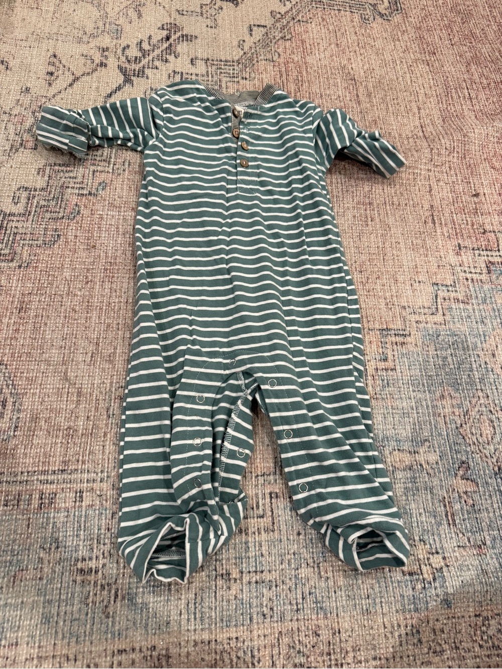 Striped Green and White Baby One-Piece Bodysuit